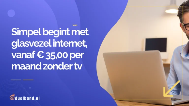 Hero met man die blij is met zijn simpel glasvezel internet